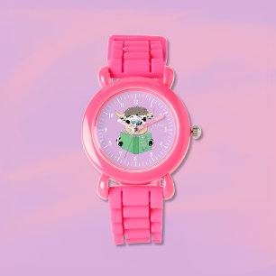 Niedlicher Cartoon Kuh Girl Pink Watch Armbanduhr