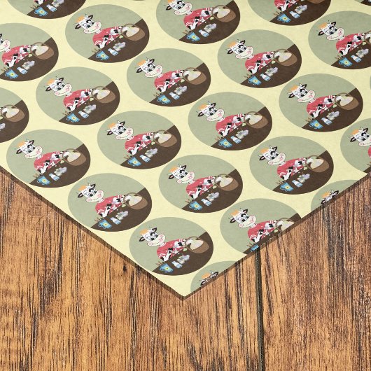 Niedlicher Cartoon Kuh Malerei Ostereier Muster Seidenpapier