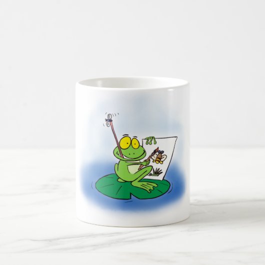 Niedlicher Cartoon Künstler Frosch. Kaffeetasse (Mittel)