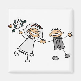 Niedlicher Cartoon künstlerische Hochzeit speiche Magnet