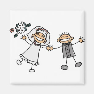 Niedlicher Cartoon künstlerische Hochzeit speicher Magnet