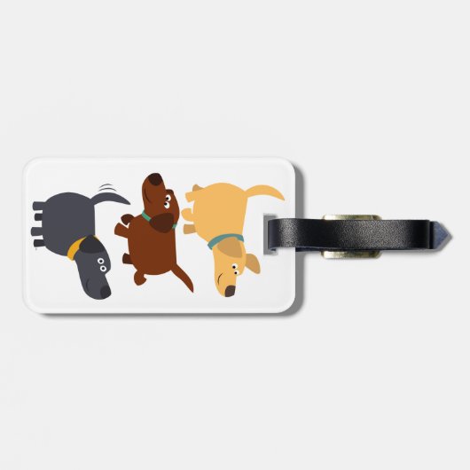 Niedlicher Cartoon Labradors in 3 Flavours Gepäcka Gepäckanhänger (Rückseite horizontal)