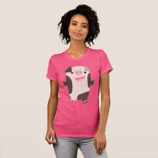 Niedlicher Cartoon Lächeln Schweine T - Shirt (Vorne ganz)
