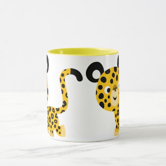 Niedlicher Cartoon Lächelnde Leopard-Tasse Tasse (Zentrum)