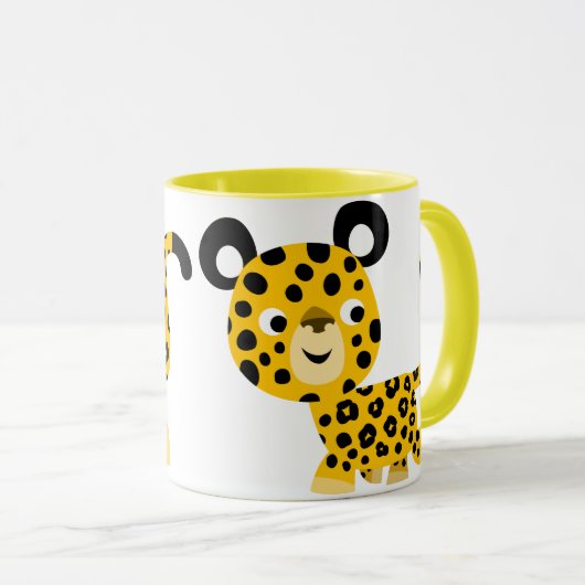 Niedlicher Cartoon Lächelnde Leopard-Tasse Tasse (VorderseiteRechts)
