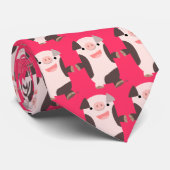 Niedlicher Cartoon Lächelnde Schweinegrippe-Krawat Krawatte (Gerollt)