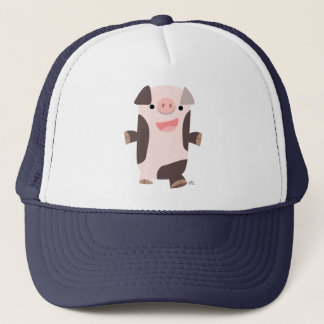 Niedlicher Cartoon Lächelnder Schweinehut Truckerkappe