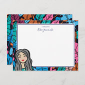 Niedlicher Cartoon Lady mit grauem Haar Mitteilungskarte (Vorne/Hinten)