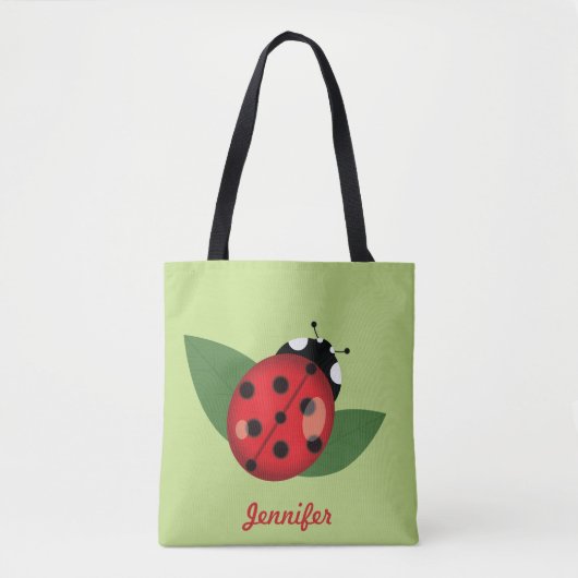 Niedlicher Cartoon Ladybug mit personalisierbarem  Tasche (Vorderseite)