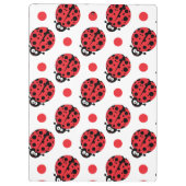 Niedlicher Cartoon Ladybug, Red & White Polka Dots Klemmbrett (Rückseite)