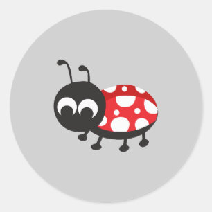 Niedlicher Cartoon Ladybug Runder Aufkleber