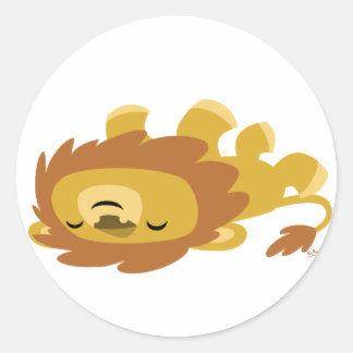 Niedlicher Cartoon Lazy Lion Rundaufkleber Runder Aufkleber