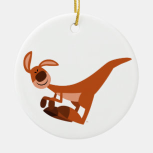 Niedlicher Cartoon Leaping Kangaroo Keramikornament