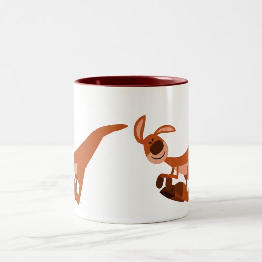 Niedlicher Cartoon Leaping Kangaroo Zweifarbige Tasse (Mittel)