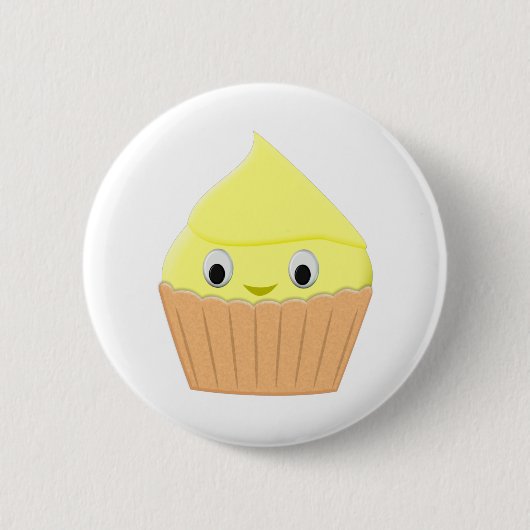Niedlicher Cartoon Lemon Cupcake Button (Vorderseite)