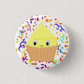 Niedlicher Cartoon Lemon Cupcake mit Confetti Button (Vorderseite)