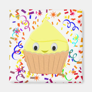 Niedlicher Cartoon Lemon Cupcake mit Confetti Magn Magnet
