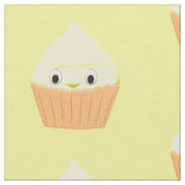 Niedlicher Cartoon Lemon Cupcake Wiederholungsmust Stoff (Nahaufnahme)