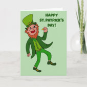Niedlicher Cartoon Leprechaun St. Patrick's Day Karte (Vorderseite)