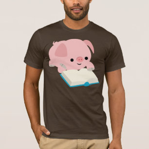 Niedlicher Cartoon Lesen von Pigment-T - Shirt