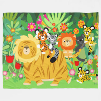 Niedlicher Cartoon Liger und Friends Fleece Blanke