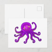 Niedlicher Cartoon Lila Oktopus Postkarte (Vorne/Hinten)
