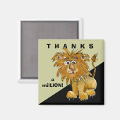 Niedlicher Cartoon Lion Danke Square Magnet (Vorderseite/Rückseite)