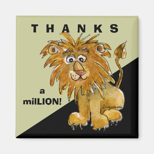 Niedlicher Cartoon Lion Danke Square Magnet (Vorne)