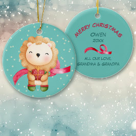 Niedlicher Cartoon Lion Grandchild Weihnachten Keramik Ornament