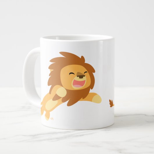 Niedlicher Cartoon Lion Jumbo Tasse (Vorderseite Links)