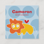 Niedlicher Cartoon Lion Kid Profile Foto alling Ca Quadratische Visitenkarte (Vorderseite)