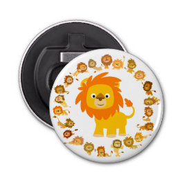 Niedlicher Cartoon Lion Mandala Button Flaschenöff Flaschenöffner