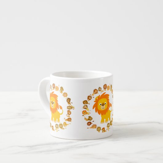 Niedlicher Cartoon Lion Mandala Espresso Tasse (Vorderseite Links)