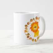 Niedlicher Cartoon Lion Mandala Jumbo Tasse (Vorderseite Rechts)
