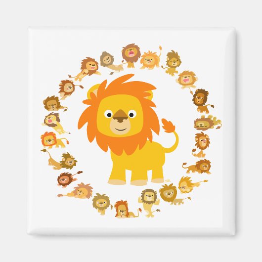 Niedlicher Cartoon Lion Mandala Magnet (Vorne)