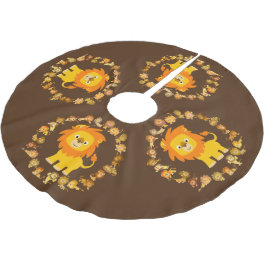 Niedlicher Cartoon Lion Mandala Tree Skirt Polyester Weihnachtsbaumdecke