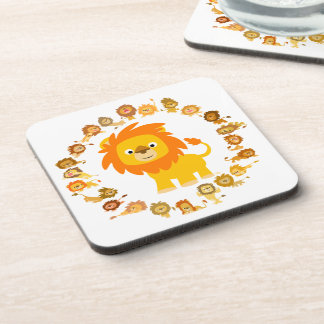 Niedlicher Cartoon Lion Mandala Untersetzer Set
