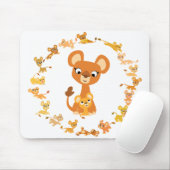 Niedlicher Cartoon Lionesses Mandala Mousepad (Mit Mouse)