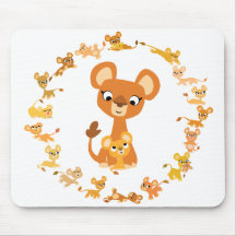 Niedlicher Cartoon Lionesses Mandala Mousepad