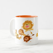 Niedlicher Cartoon Lions Parade Tasse (Vorderseite Links)