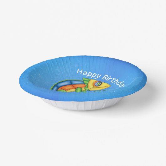 Niedlicher Cartoon Lizard Leaf Birthday Pappteller (Gewinkelt)