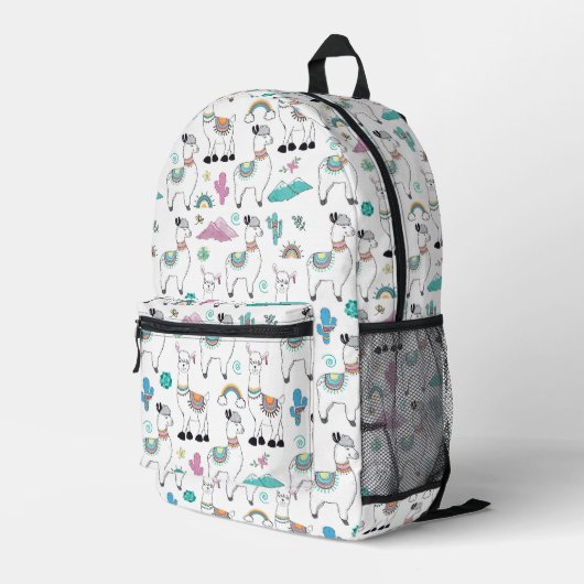 Niedlicher Cartoon Llama Pattern Bedruckter Rucksack (Rückseitige Ecke Rechts)