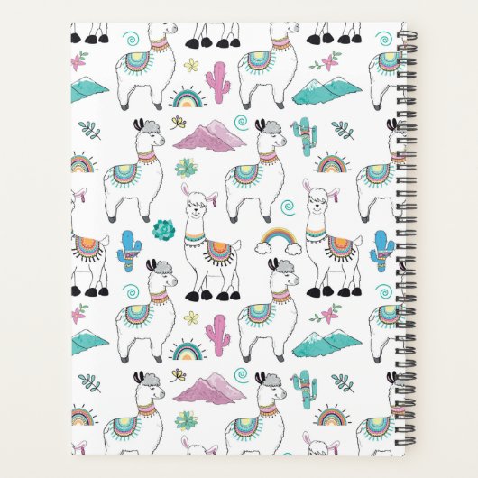 Niedlicher Cartoon Llama Pattern Planer (Rückseite)