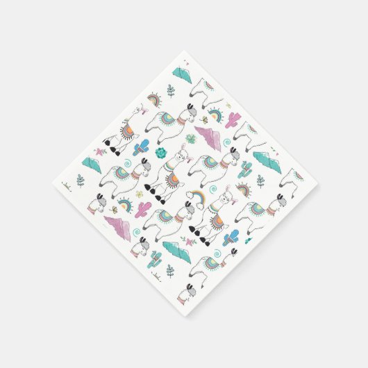 Niedlicher Cartoon Llama Pattern Serviette (Ecke)