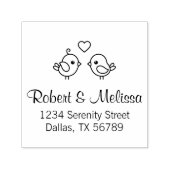 Niedlicher Cartoon Lovebirds - Anschrift Permastempel (Design)