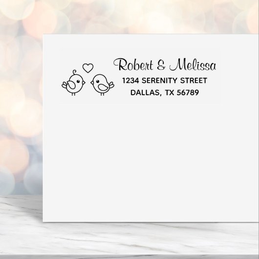 Niedlicher Cartoon Lovebirds - Anschrift Permastempel