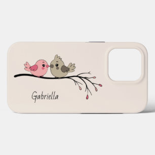 Niedlicher Cartoon Lovebirds auf dem Ast Valentins Case-Mate iPhone Hülle