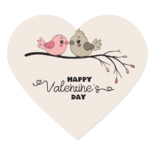 Niedlicher Cartoon Lovebirds auf dem Ast Valentins