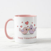 Niedlicher Cartoon Lovebirds Rosa Herzchen Valenti Tasse (Links)