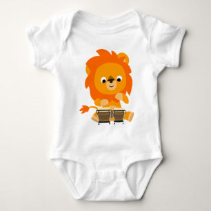 Niedlicher Cartoon Löwe Bongos Baby Bodysuit Baby Strampler